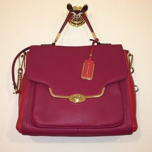 COACH Madison Saffiano Leather Flap Satchet Bag